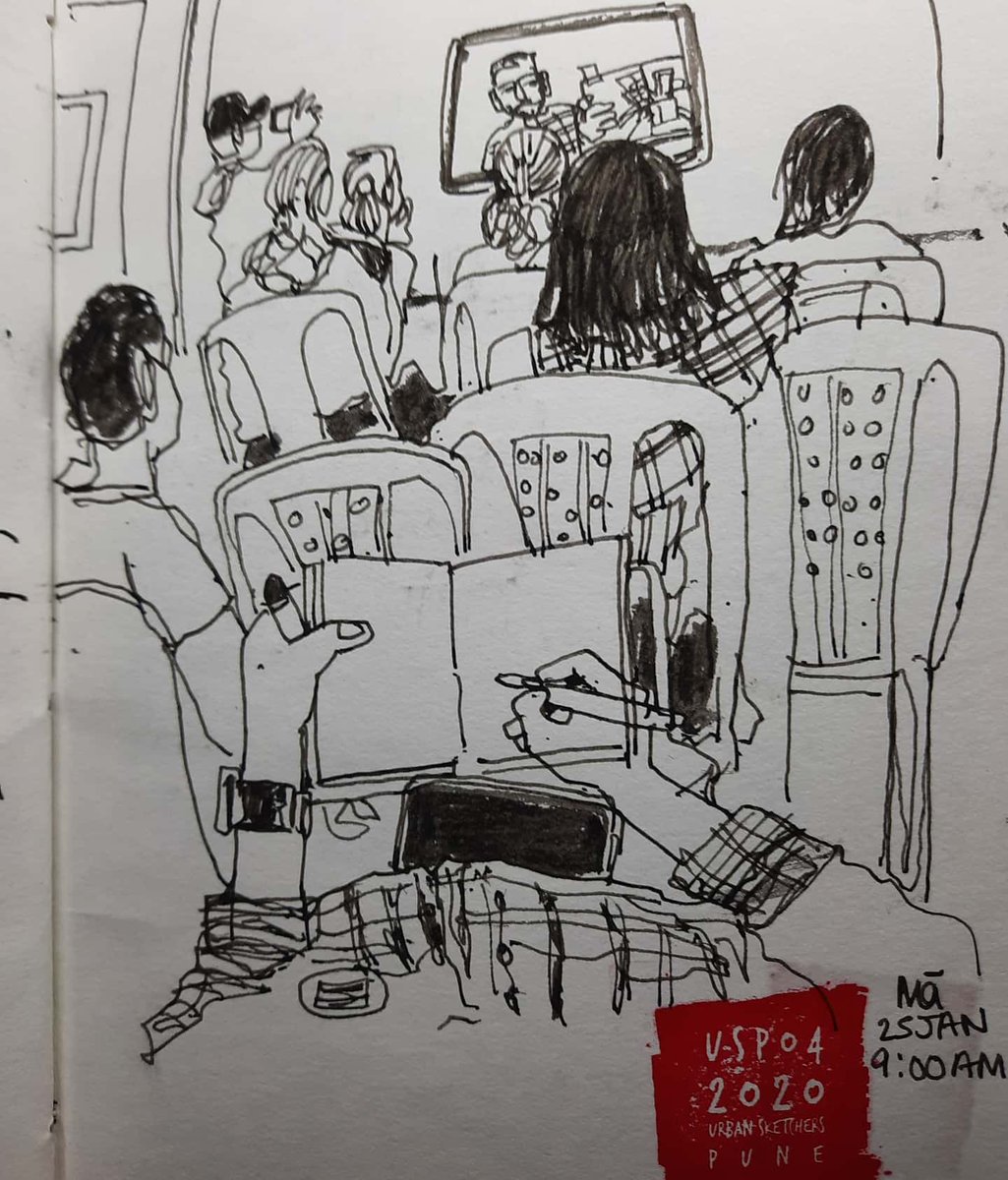 manishbytes's tweet photo. USP 04 2020 SketchFest got to a wonderful start on day1 Conversation with @paulheaston Sketching from your point of view. Wonderful interaction, tips from the master and Couple of warmup sketches taking lessons from Paul. Great start! #urbansketcher #sketchlive #penandink #USP04 https://t.co/b3AsJo0HB3