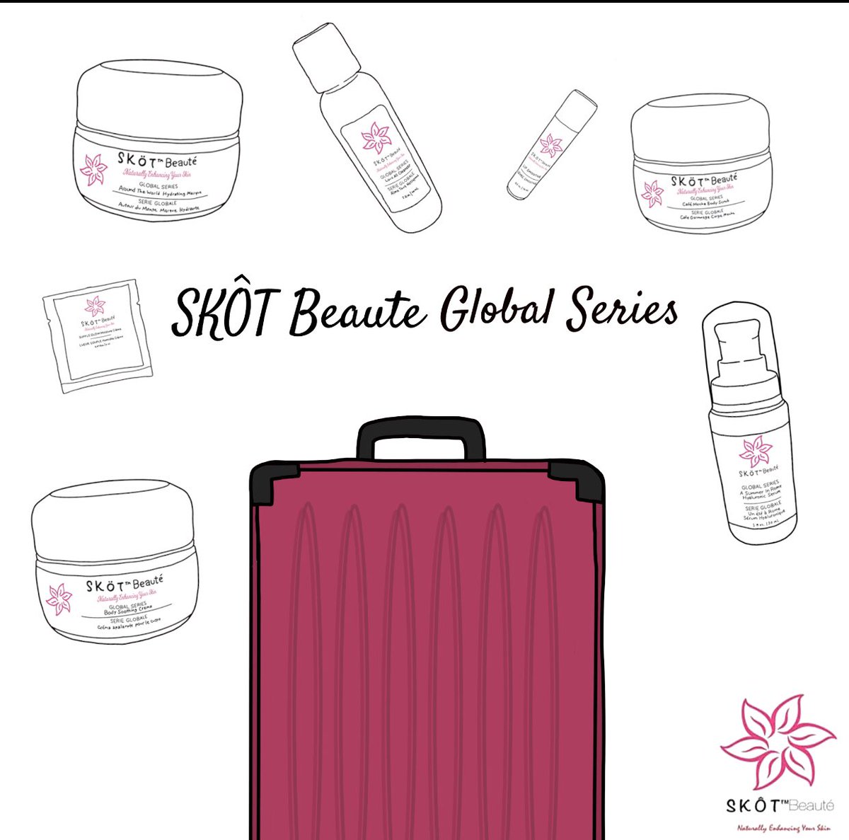 #Travel mode activated with our Global Series Beauté Essentials. Come #fly on this #journey with us. 💕 #skotbeaute #travelbeauty