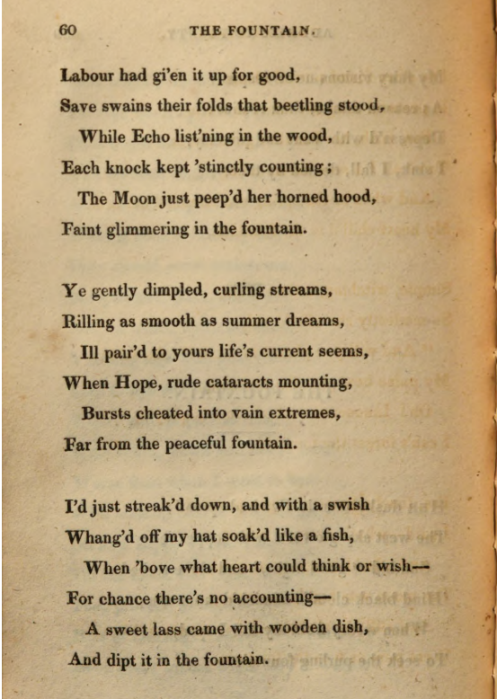 JohnClareSoc's tweet photo. Today's #PoemsDescriptive2020 is the moony, dreamy poem 'The Fountain'. Clare wrote of this poem that "the one on the Fountain was written one sunday evening while sitting bye a brook on Casterton cowpasture with patty" (his wife) https://t.co/If57Tfuh8U