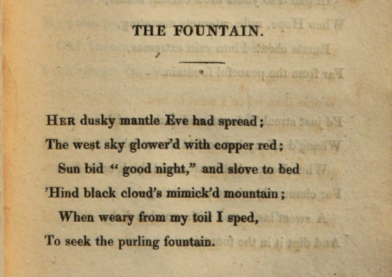 JohnClareSoc's tweet photo. Today's #PoemsDescriptive2020 is the moony, dreamy poem 'The Fountain'. Clare wrote of this poem that "the one on the Fountain was written one sunday evening while sitting bye a brook on Casterton cowpasture with patty" (his wife) https://t.co/If57Tfuh8U