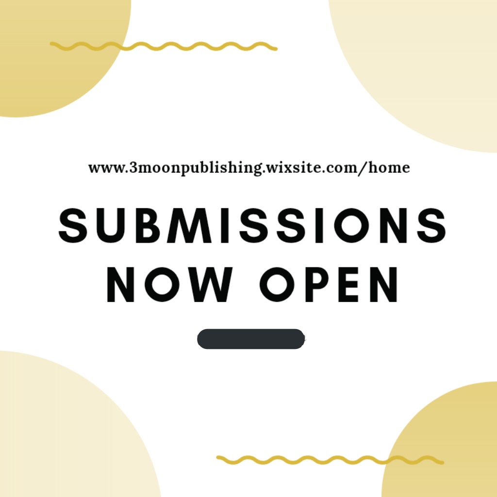 Submissions are now open for our April issue. Visit 3moonpublishing.wixsite.com/home 
#poetry #art #vss #photography #music #spokenword #submissions #indie #zine #OpenSubs #SubmissionsOpen
