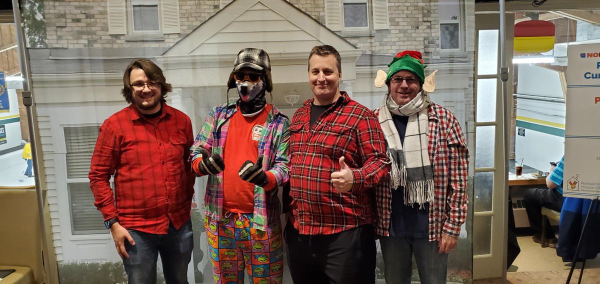 CoreSolution's tweet image. Let’s go sweeping beauties and the big plaid wolf! @RMHCSWO bonspiel fun! #curling