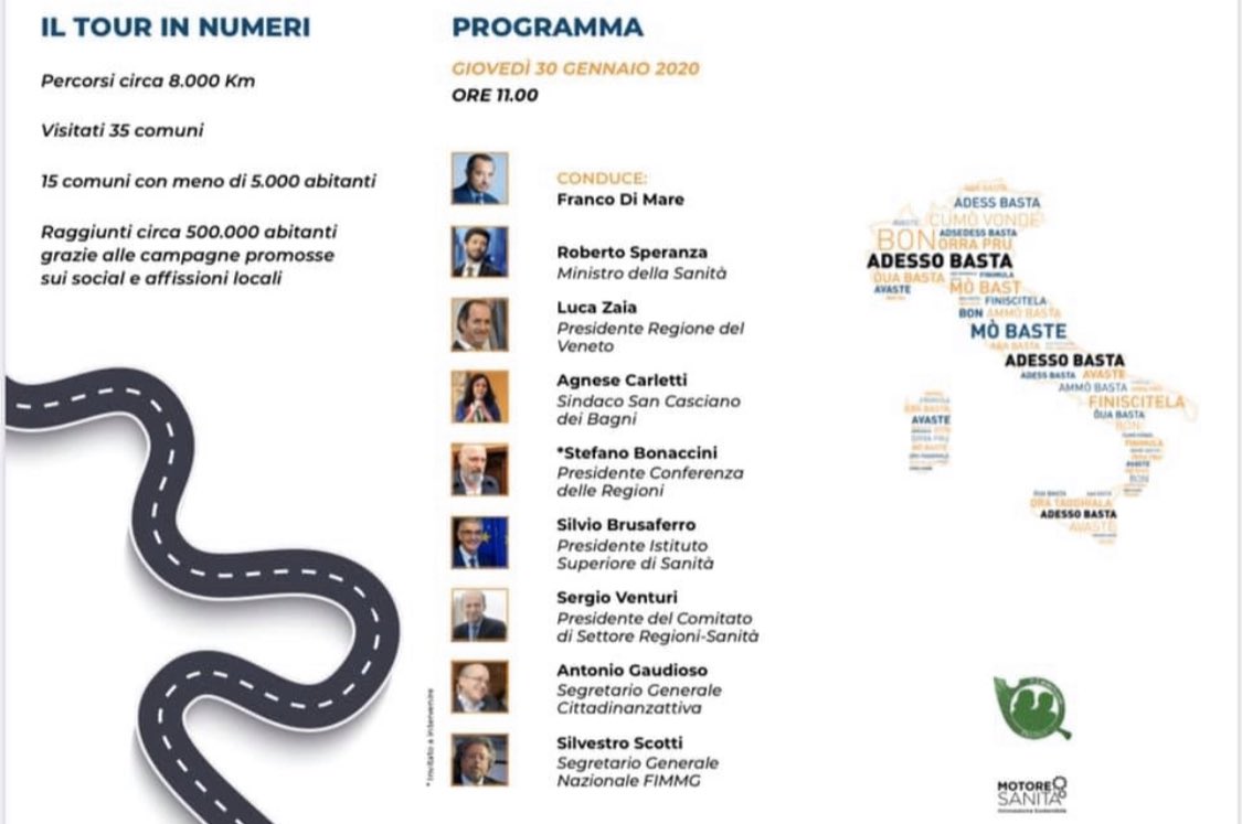 TommasaMaio's tweet photo. #FIMMGcè 30 gennaio presso Ministero Salute per film tour #adessobasta con le voci di cittadini e sindaci raccolte per 8000 km attraverso l’Italia. Grazie a chi ha dato attenzione a quelle voci come il Ministro @robersperanza e il Presidente Conferenza delle Regioni @sbonaccini https://t.co/Rhxj6gnSap