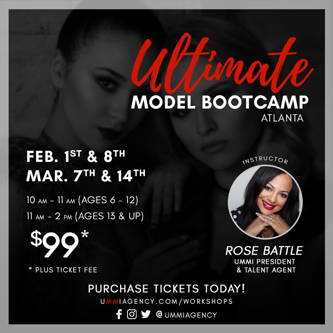 ummiagency's tweet image. 🎟️ Attend our affordable training workshop where you will learn the fundamentals of becoming a professional model and how to navigate the modeling industry. For ages 6 - 12 and 13 - Adults.

Register Today! ummiagency.com/workshops

#modeling #modelingagencies #Atlanta