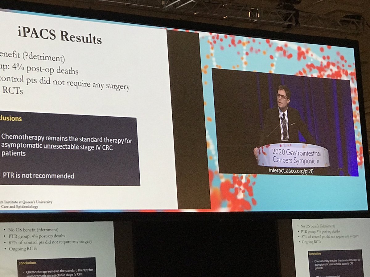 Thalcin's tweet photo. Outstanding talk by Dr. C. Booth from @queensu about value of care, real-world evidence and randomized control trials in colorectal cancer. #GI20 https://t.co/Cne8GMpL2l