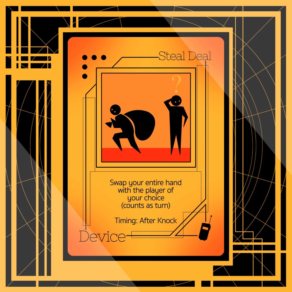 Now that all the races have been introduced its time for the treasure cards. There are two types, Discovery cards can be used against other players and Aid cards are there to help you. Here is your first look at one of our Discovery Cards: Steal Deal #CapSys3030 #cardgame #scifi