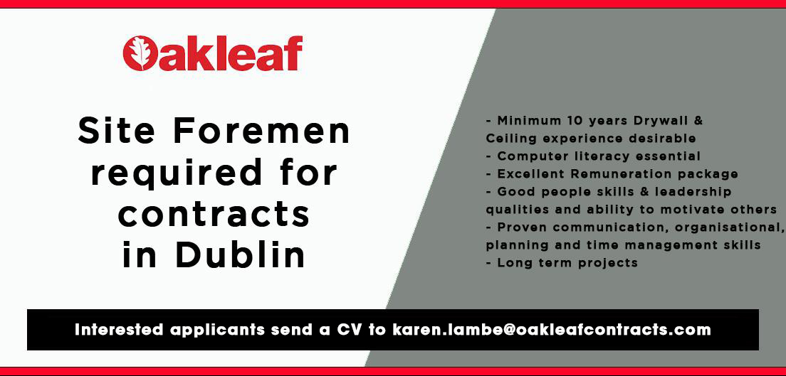 oakleafolc's tweet photo. Are you a site foreman? Know a site foreman? Pass it on - We're hiring! Send a CV to karen.lambe@oakleafcontracts.com https://t.co/n2Z1I04vx2