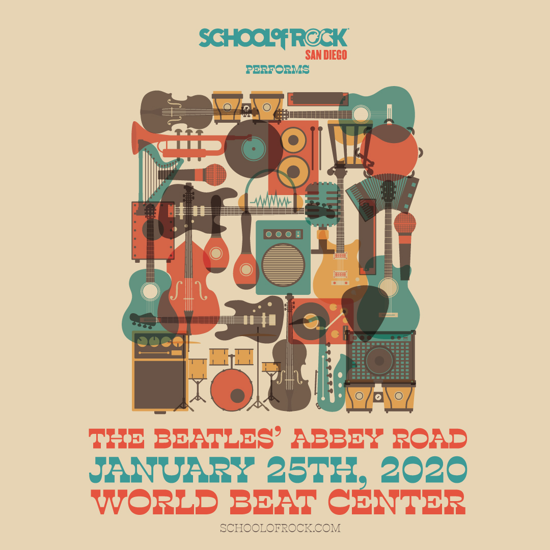 SchoolOfRockSD's tweet photo. We have tons of shows this weekend! Today is Tribute to The Clash at 5:30pm and Abbey Road at 7pm. Sunday is Tribute to CCR at noon, Best of San Diego at 2pm, and Best of the 90s at 6pm. All at WorldBeat Cultural Center! See you there! https://t.co/HQspKDjoIi