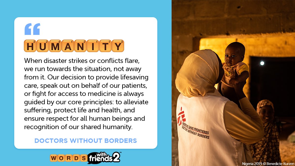 zynga's tweet photo. Recognizing our shared HUMANITY is one of the core principles guiding Doctors Without Borders. What is your guiding #WordWithVision for 2020?

Visit https://t.co/gGvzfawS7t to learn more, donate and volunteer. https://t.co/r4oXt5UOHH