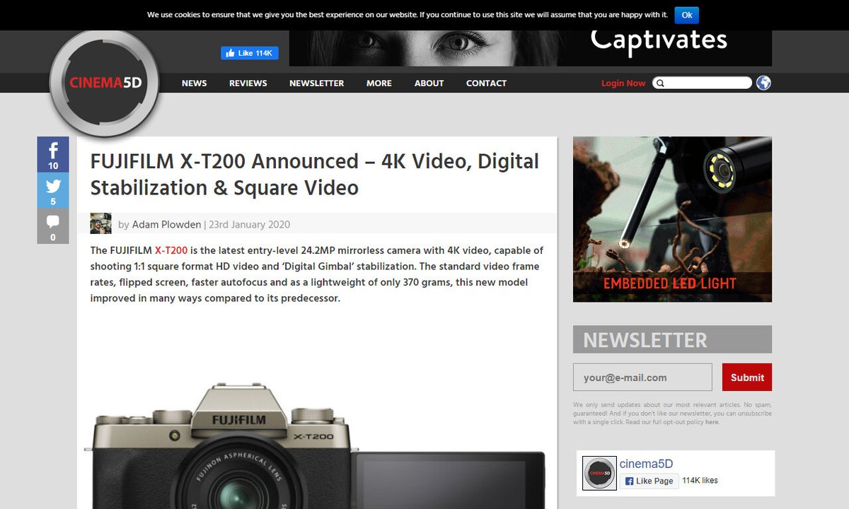 videocide's tweet image. FUJIFILM X-T200 Announced &amp;amp;ndash; 4K Video, Digital Stabilization &amp;amp; Square Video
#entrylevelcamera #camera #screen #body #stabilization #videomarketing
via cinema5d.com
☛ amp.gs/u8N4