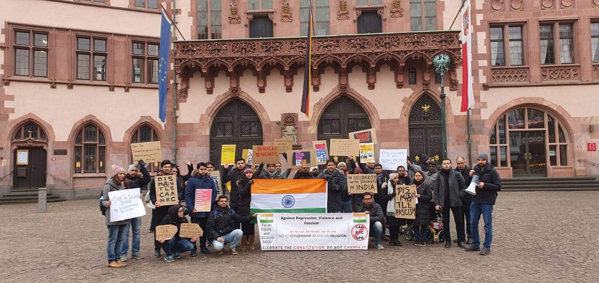 drunkJournalist's tweet image. Today's Protests against CAA, NRC and NPR in Frankfurt, Germany. 

Inquilab Zindabad ✊
Jai Hind 🇮🇳 🇮🇳 🇮🇳

#GermanyProtests
#CAA_NRC_NPR 
#CAA_NRCProtests