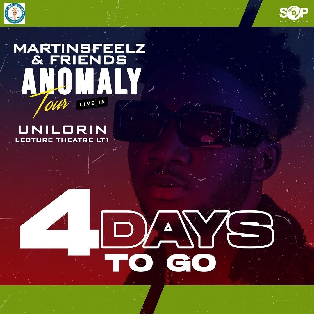 soprecords_'s tweet photo. Yay 💃💃💃4 DAYS TO GO @martinsfeelz &amp; FRIENDS ANOMALY TOUR | University of Ilorin| January 29th | 2PM | LT1

Go get your tickets now!!!🎫💪🏾👊🏻 https://t.co/OVQs4LyPSO