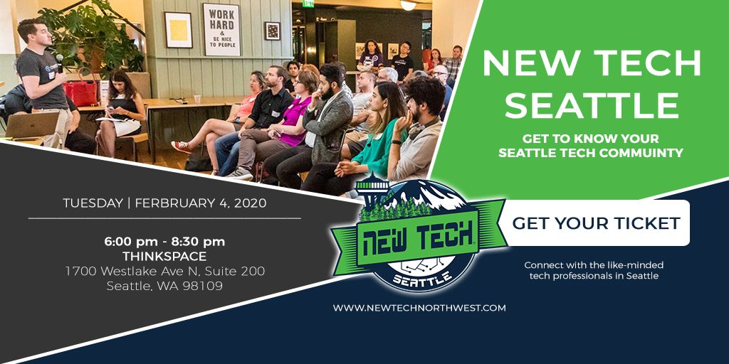 NewTechNW's tweet photo. If you're looking to connect with tech experts in Seattle, then you should come to our #NewTechNW Seattle event happening on February 4th! Limited slots only, so grab your ticket now! https://t.co/FgtBoNJ1BQ https://t.co/LWq1B5YWYp