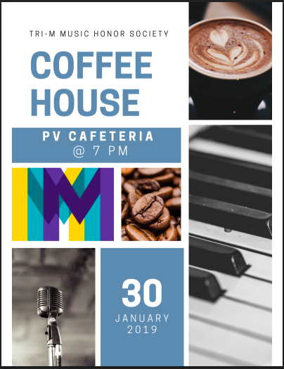 itjan20's tweet image. Tri-M Music Honor Society is hosting COFFEEHOUSE on Jan 30th at 7PM in the lower caf! See any Tri-M member or performer for $5 presale tickets!! $8 at the door!! 🎶@PVMusicSociety @arginesafari @pvhs_choir