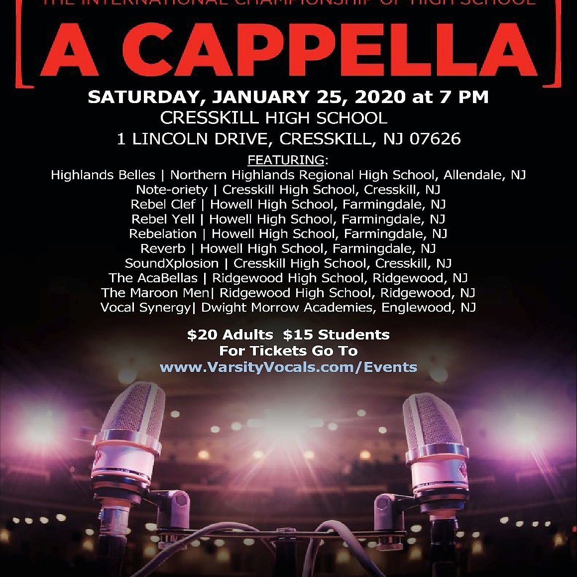 Tonight's show is SOLD OUT!  SoundXplosion and Note-oriety open the second half, in that order.