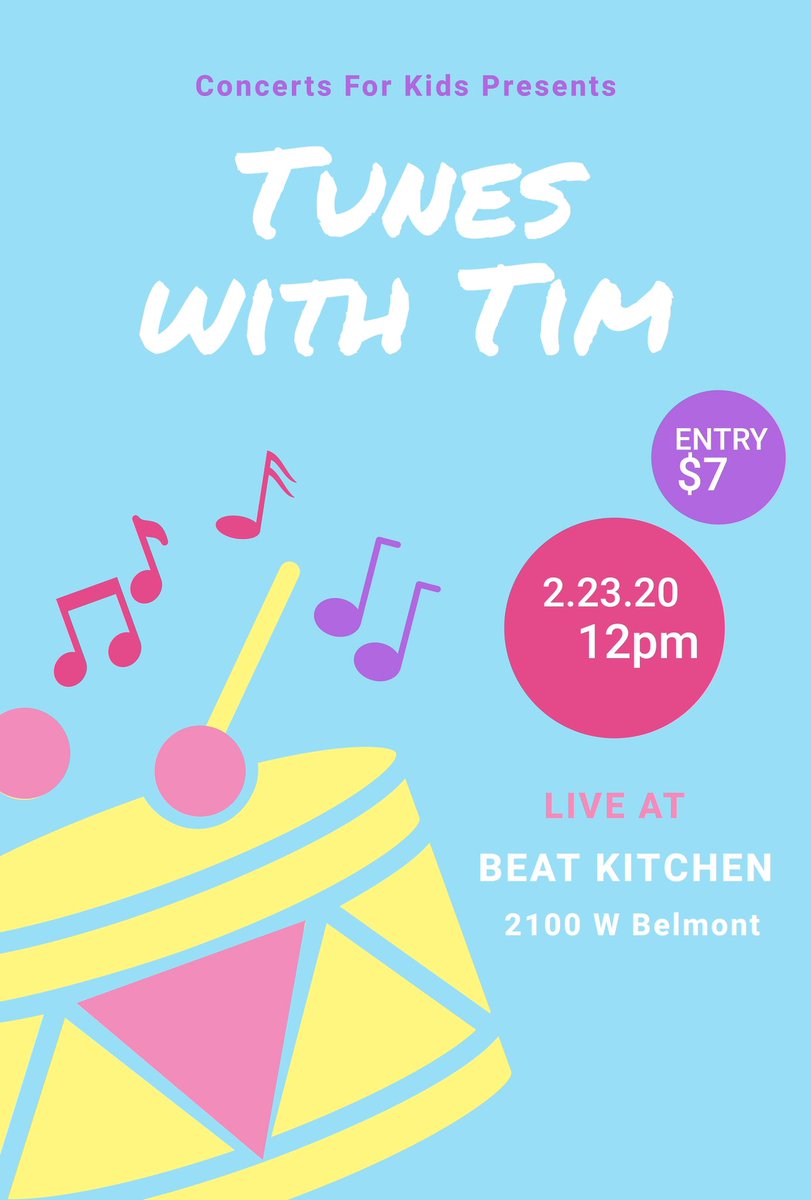 TunesWithTim's tweet photo. #sundayfamilyfunday alert!🚨 @Concerts4Kids presents TWT at @beatkitchenbar on FEB 23.🚪’s @ 11am for #brunch w/ full bar service. 🎶 @ 12pm. 🎫:https://t.co/YcfyHURM7t? 🎟#familyconcert #kidsmusic #concertsforkids #chicagomom #chicagodad #chicagotoddler #chicagokids #kidsconcert https://t.co/wTuX0b5vOz