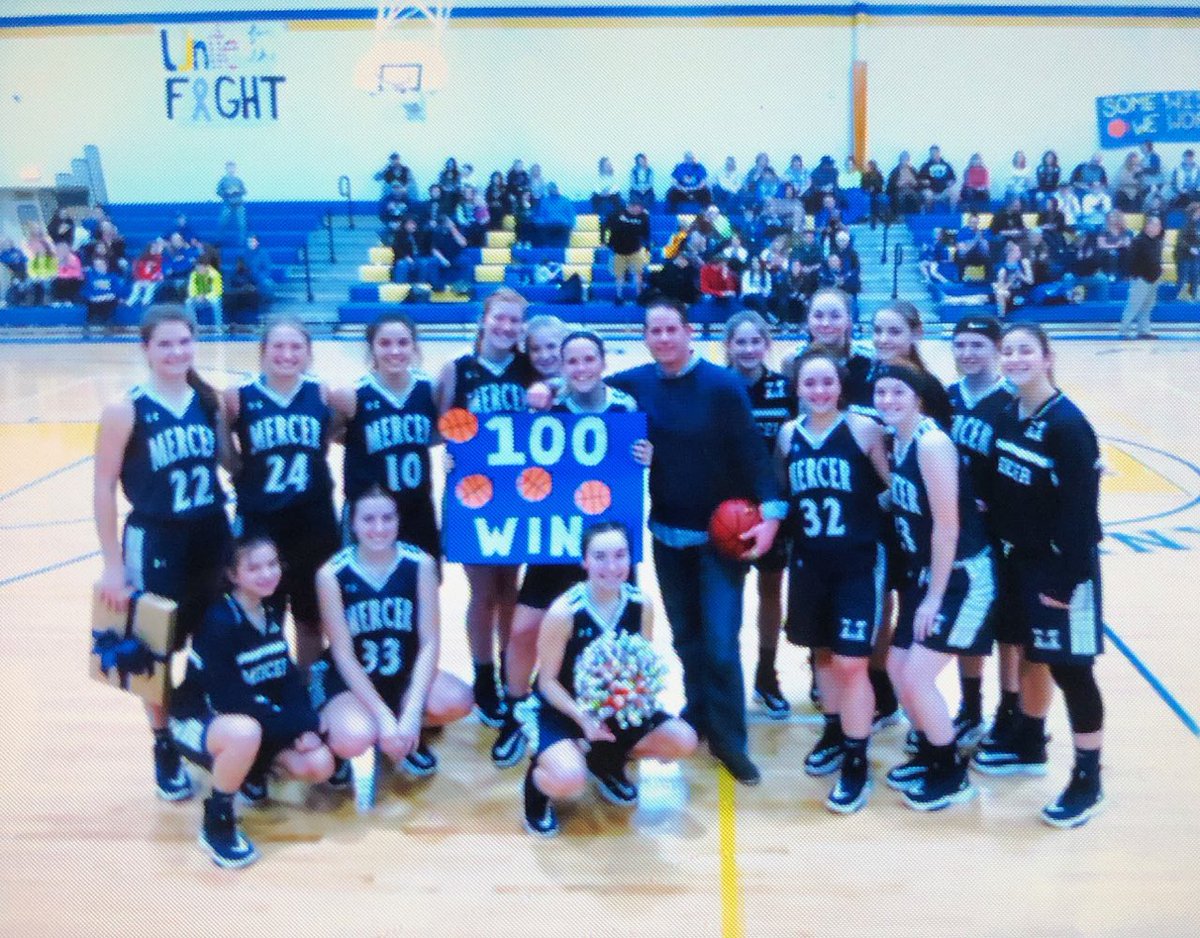 BobGreenburg's tweet photo. GBB Mercer 55 Union Rimersburg 43 Final 
Miller-14 Fisher-12

Mercer Coach Aaron Cook wins his 100th game today!! https://t.co/BefAdc26TO