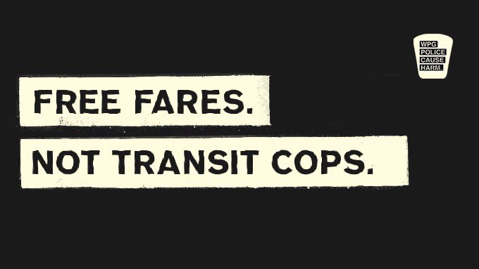 StrikePoster's tweet photo. One of our members has just started helping @wpgpoliceharm with this campaign seeking to pre-emptively stop any notion of there ever being cops on Winnipeg buses & demands free transit for all / ✊️
—
#freetransit #nocopsallowed #nocopsonlyhops #nocopsneeded✌ https://t.co/kQFe8Ru5Mk