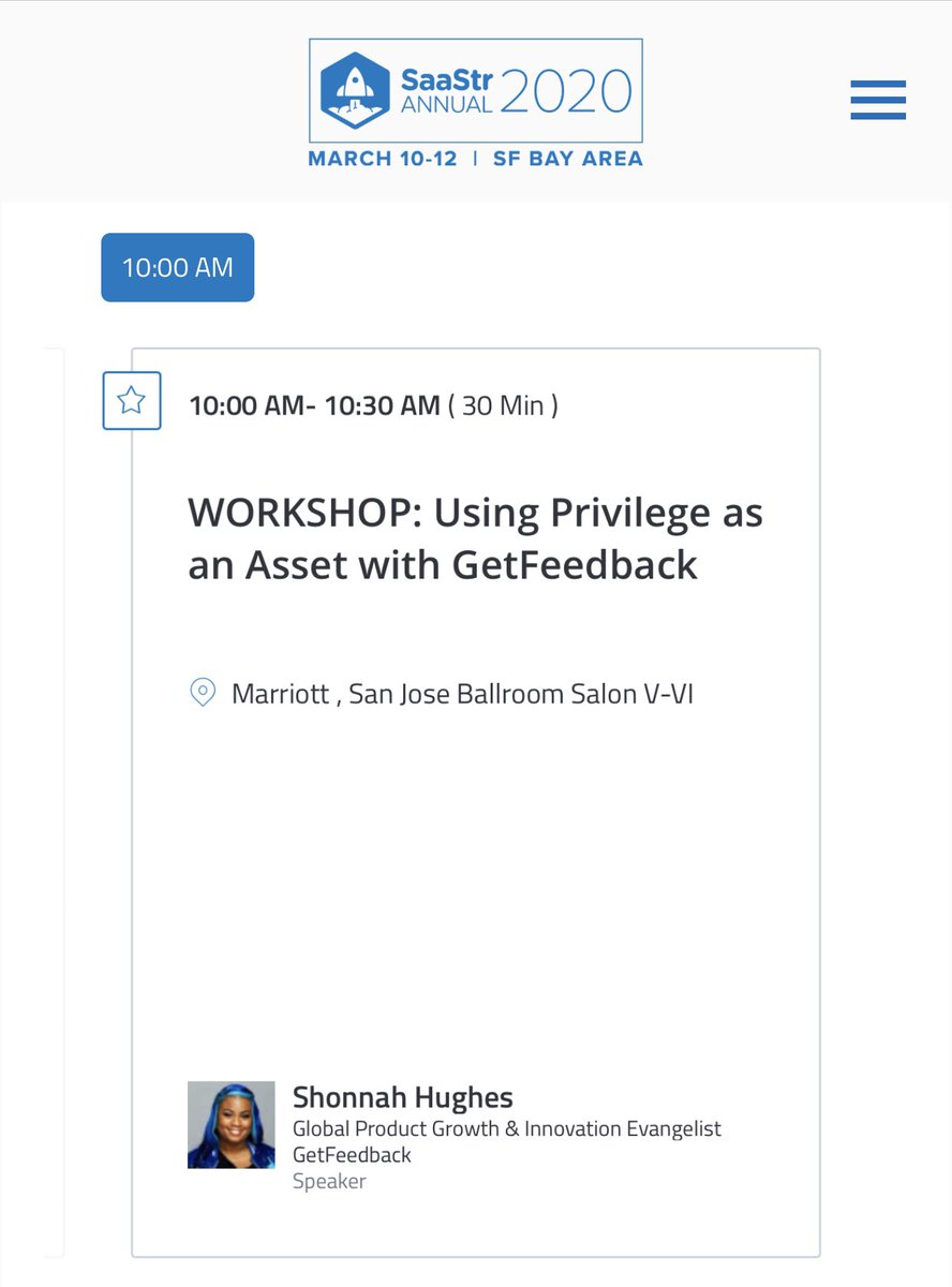 So excited to be speaking at <a href="/SaaStrAnnual/">SaaStr Annual</a> 2020!! Let’s see how many executives I can get to attend my workshop. I promise you don’t want to miss it! #DEI #SVM4G <a href="/getfeedback/">GetFeedback</a> by <a href="/SurveyMonkey/">SurveyMonkey</a>