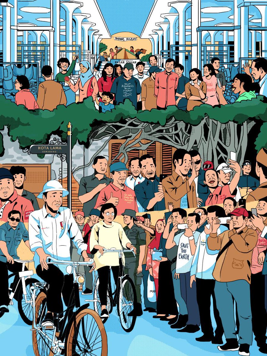 Akhir tahun di kota Semarang, saya ke Pasar Johar. Berkeliling dari lantai ke lantai, bertemu pedagang dan warga, lalu beranjak ke kawasan Kota Lama. 

Semua terekam di gambar ini. Ada berapa Jokowi? Di mana saja?