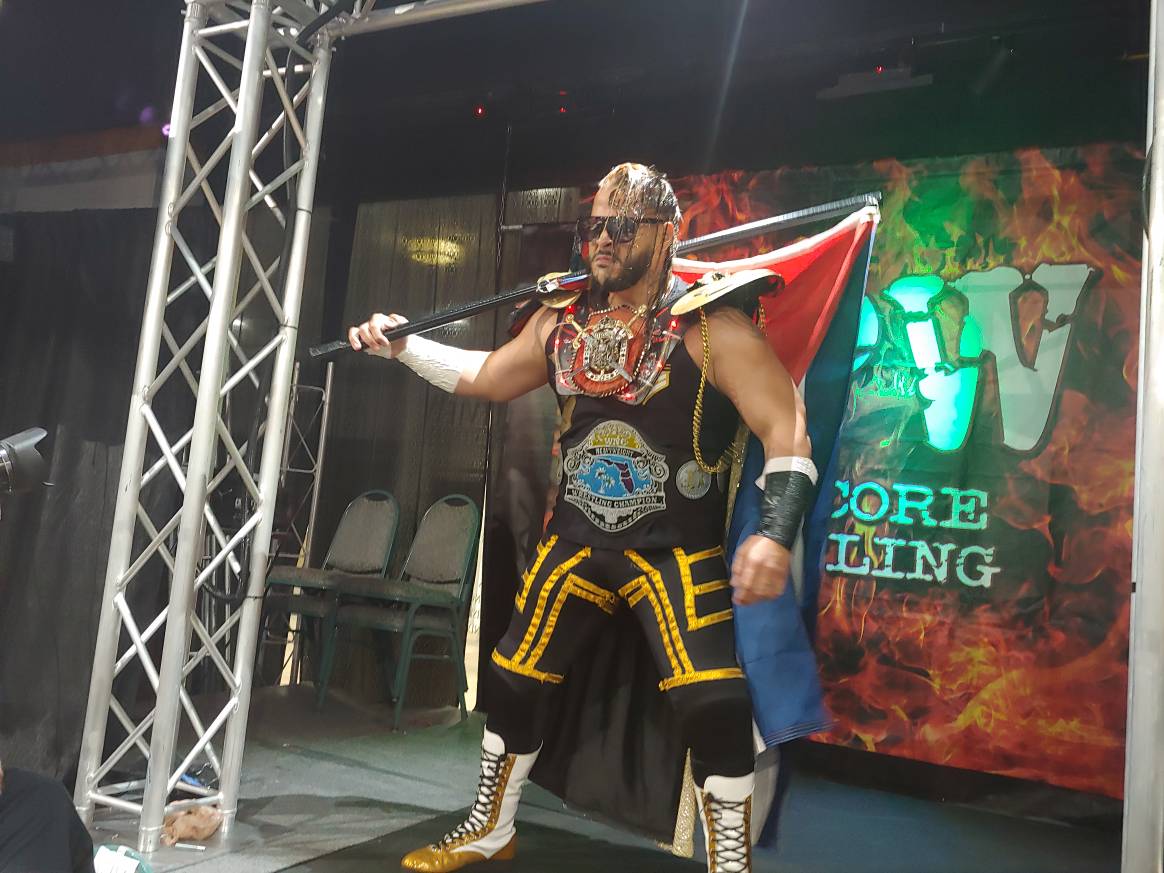 MyNameIsWojcik's tweet photo. The WNC FL champ Romeo Quevedo faces the unique butterfly @fabooandre. #ViolentThings #IPWHardcore https://t.co/aTmzlFkUpR