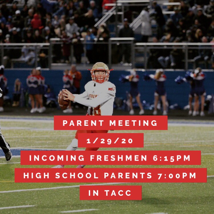 ATTENTION:🚨🚨🚨

All parents, we hope to see you there! 

1/29/20 
6:15 &amp; 7:00 
In the TACC 

GO HAWKS!!