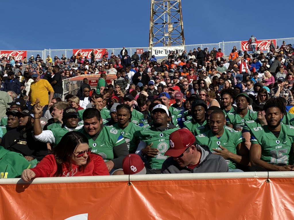 weartv's tweet photo. The University of West Florida football team is recognized at halftime of the 2020 Senior Bowl in Mobile for its National Championship! https://t.co/XiIOsGLZX9