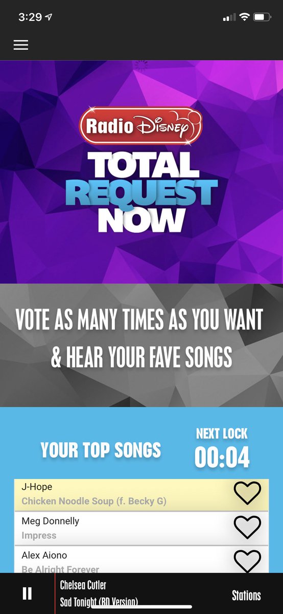 BTSonFLRadio's tweet photo. Yay!! We heard #ChickenNoodleSoup by jhope @BTS_twt feat @iambeckyg on @radiodisney #TotalRequestNow!!! Great job voting #BTSARMY!! 
💜🎉💜🎉💜🎉💜🎉💜🎉💜🎉💜
@BTSonShazam @STARSonShazam https://t.co/vOPiwChmFC