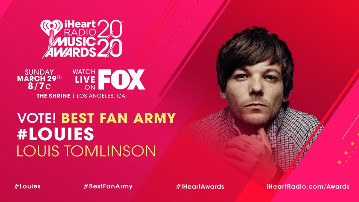 iHeartRadio's tweet photo. ❤️ @Louis_Tomlinson ❤️

#Louies #BestFanArmy #iHeartAwards
https://t.co/aPueslpaIw https://t.co/d2F4V0YgyP