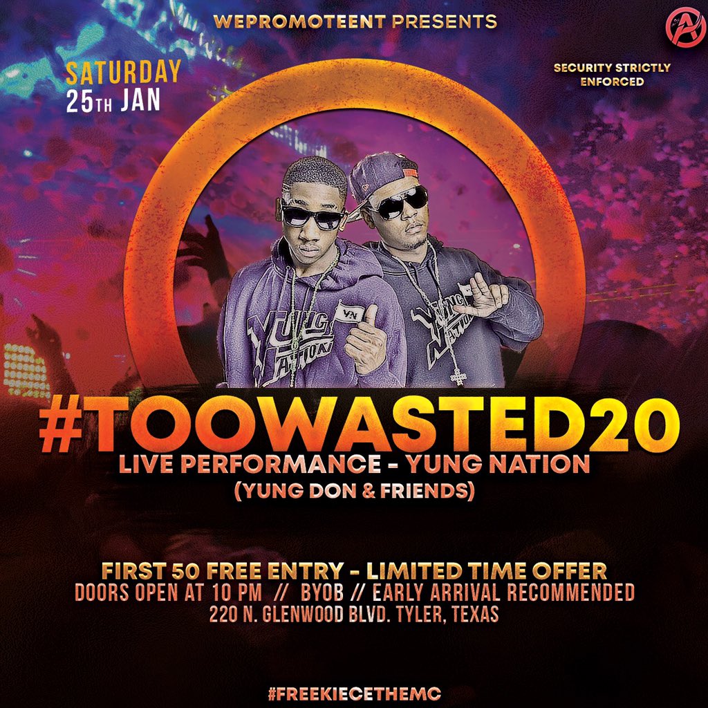 BigTevCEO's tweet photo. Don’t bring no bs to #TooWasted20 y’all ass gone go to jail fds got armed security and Tyler PD tonight NO CAP ! https://t.co/nS7UD60T92