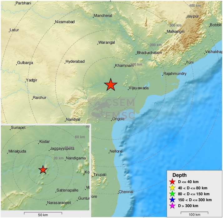 LastQuake's tweet photo. Felt #earthquake (#भूकंप) M4.6 strikes 66 km W of #Vijayawāda (#India) 58 min ago. Please report to: https://t.co/lglyX3WwEI https://t.co/EpY0BhtpO0