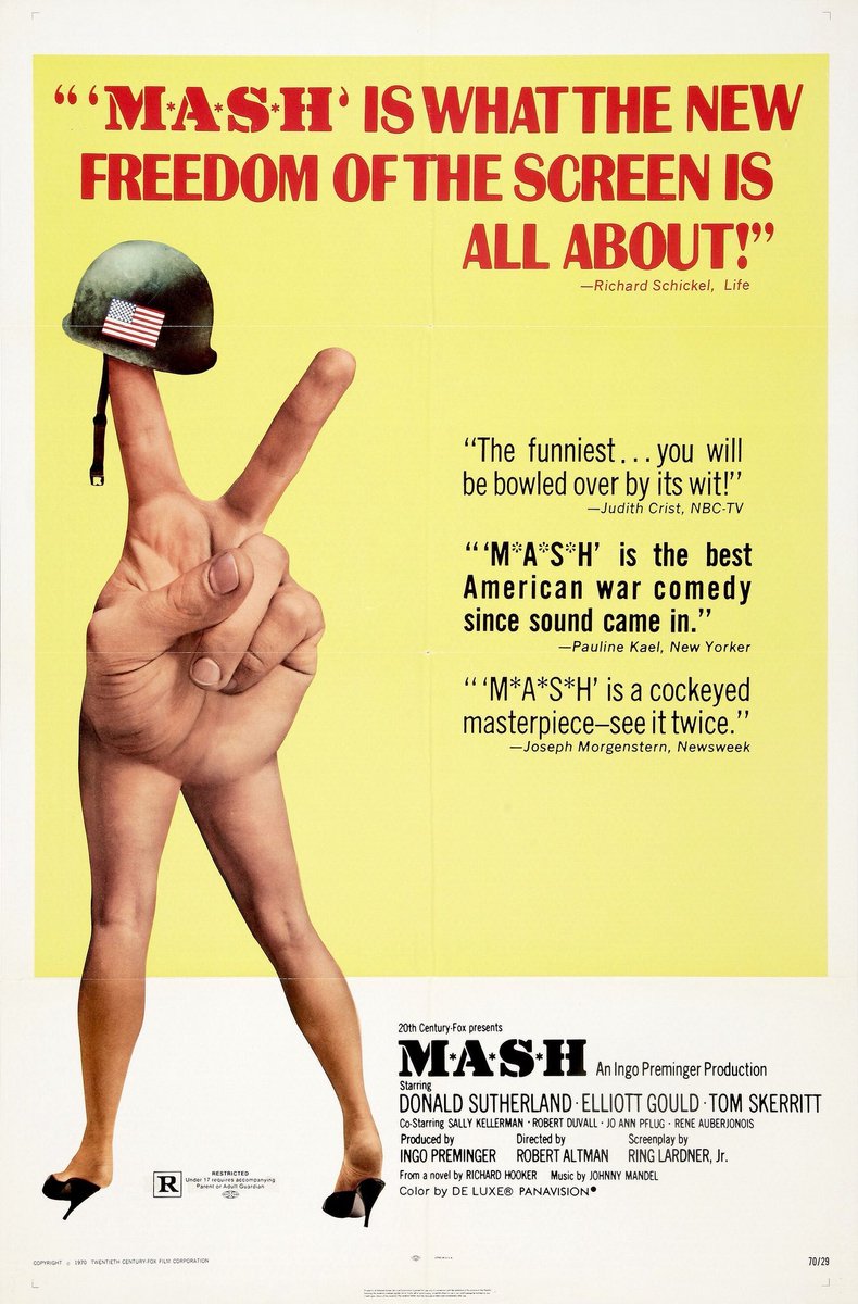 FilmNewsNos's tweet photo. ๐ฌ MOVIE HISTORY: 50 years ago today, January 25, 1970, the movie โM*A*S*Hโ opened in theaters!
#MASH #DonaldSutherland #ElliottGould #TomSkerritt #SallyKellerman #RobertDuvall #RogerBowen #ReneAuberjonois #DavidArkin #JoAnnPflug #JohnSchuck #CarlGottlieb https://t.co/6wZTqoTccL