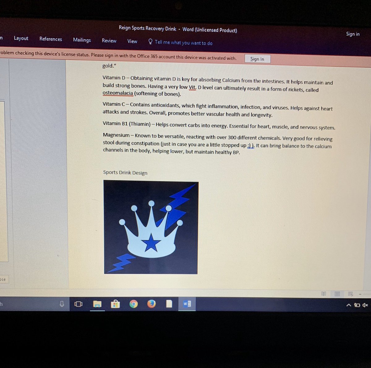OneAndOnly_DP's tweet photo. What if I told you I made up an energy drink for an assignment in my Spring 2017 Sports Nutrition class and it was called “Reign?” Most of the nutritional information is similar to the NOW released Reign Body Fuel which came out in April 2019. Somebody tell me I’m crazy. https://t.co/KYeQgb1UZC