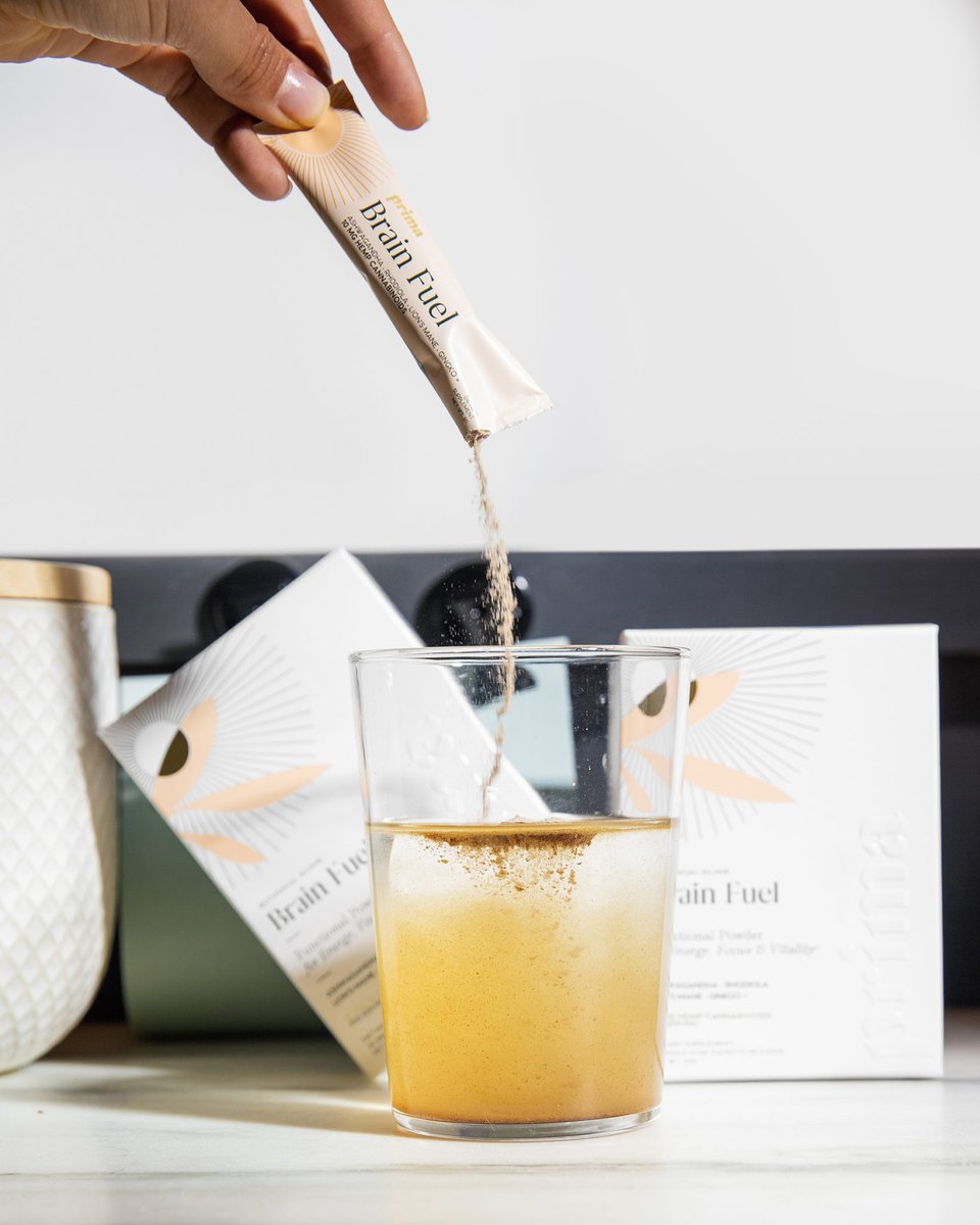 Photo: A packet of Prima's drink mix being poured into water.