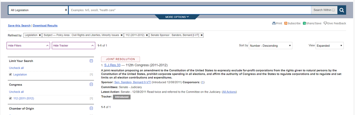 2011: Nothing for minoritized people, but he did introduce a resolution saying corporations are not people, my friend.