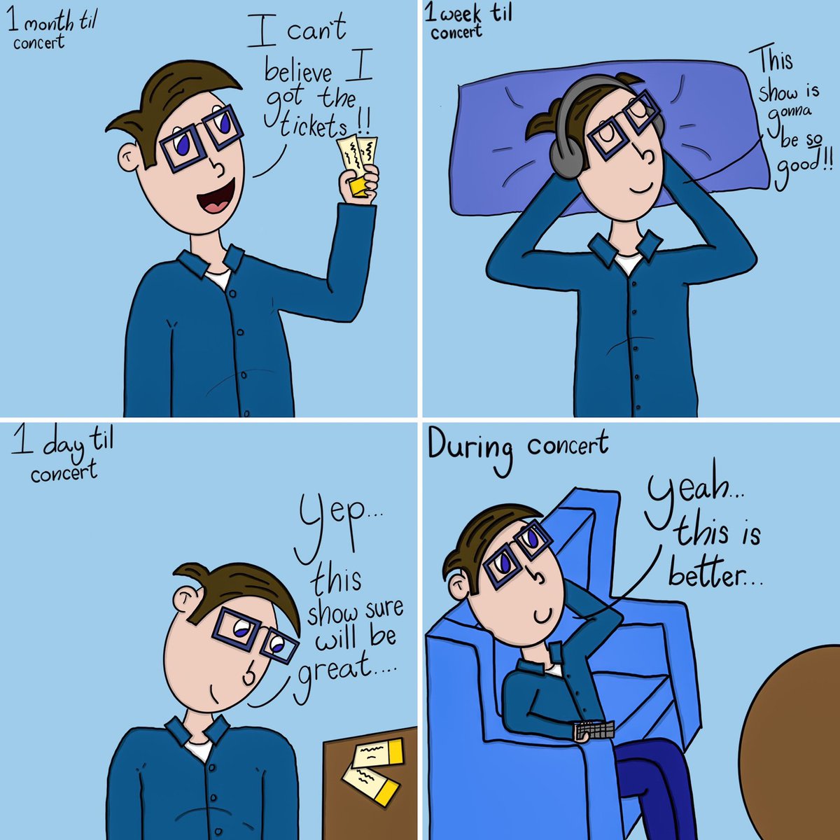 Sometimes staying in is just the best option. #doyouvalidate #anxiety #comic #funny #tickets #stayin