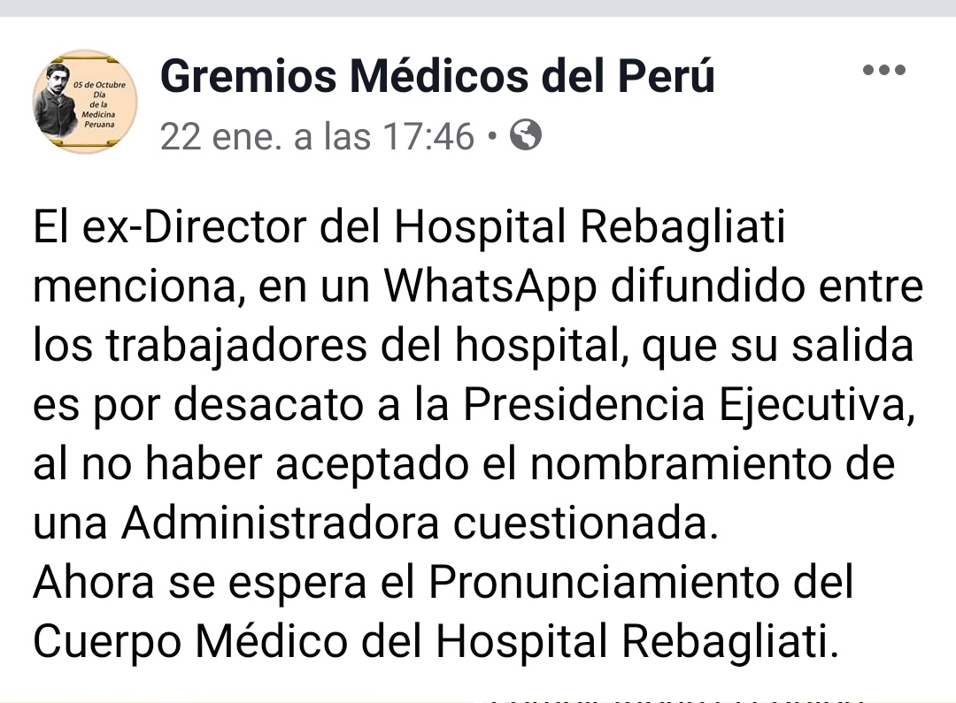 Mjv33Monica's tweet photo. @tamaritaKLOG @16091959 @FiscaliaPeru @Essalud #Essalud
Molinelli SACO de cargo a Dr Liendo Gerente de Red Rebagliati. debido a que fiorella Molinelli #IMPUSO en cargo de administradora a una Funcionaria #CUESTIONADA. DR Liendo se negó a aceptarla y por ello lo sacaron https://t.co/fex4QZjO5V