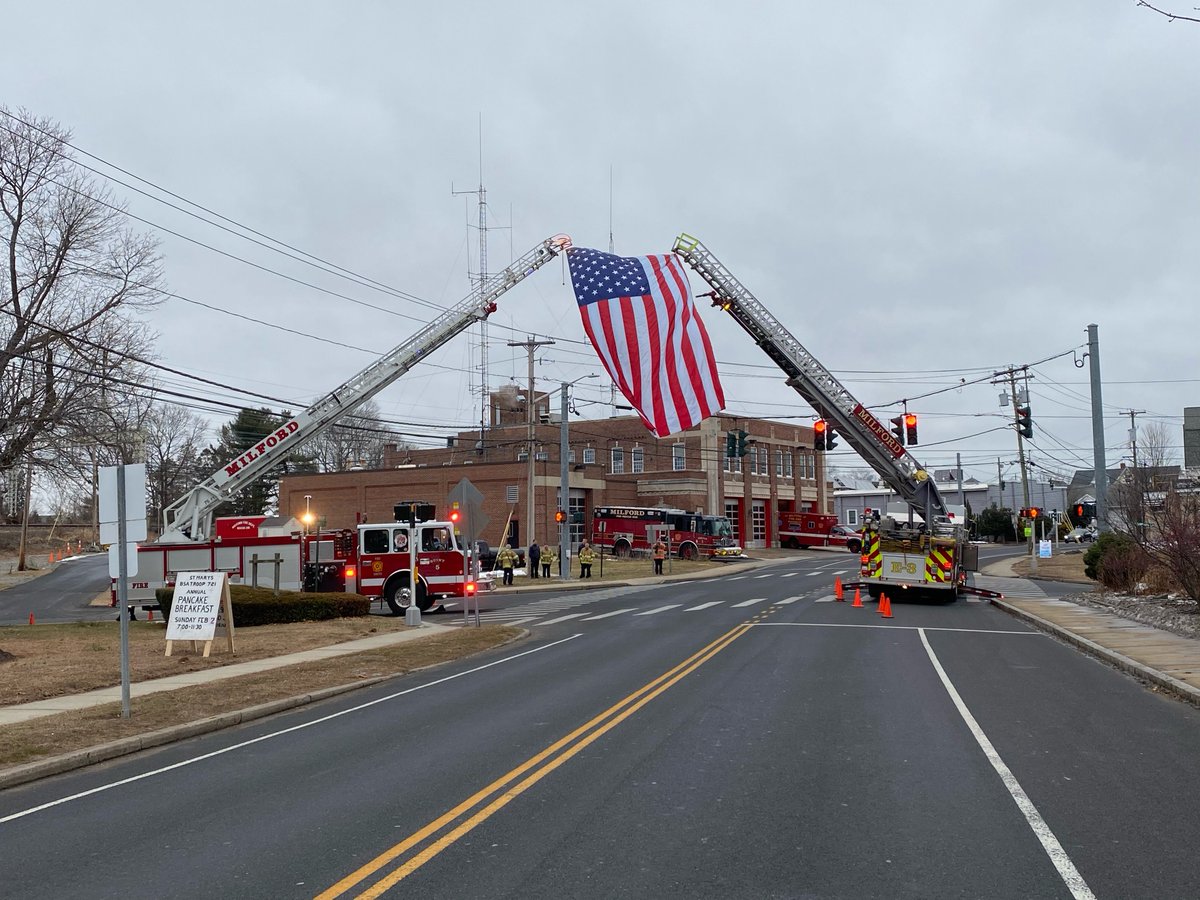 This morning Headquarters, Quint 5, and Quint 3 stood by to pay or respects to Orange Fire Marshal Tim Smith.