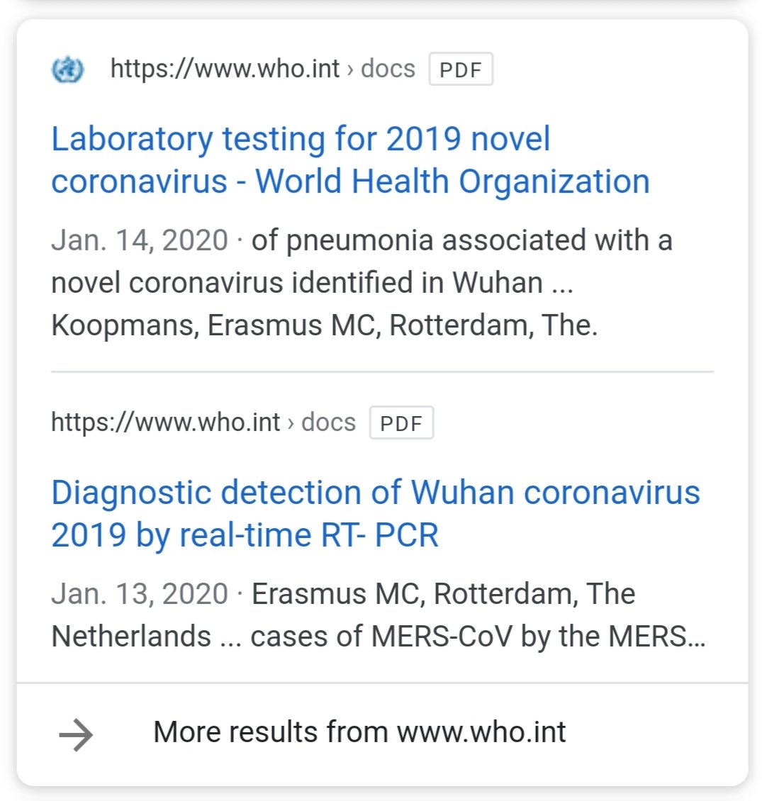 4) These two pdf files from the World Health Organization seem to suggest recent collaboration between this Dutch lab and teams working on the current novel coronavirus in Wuhan, China.