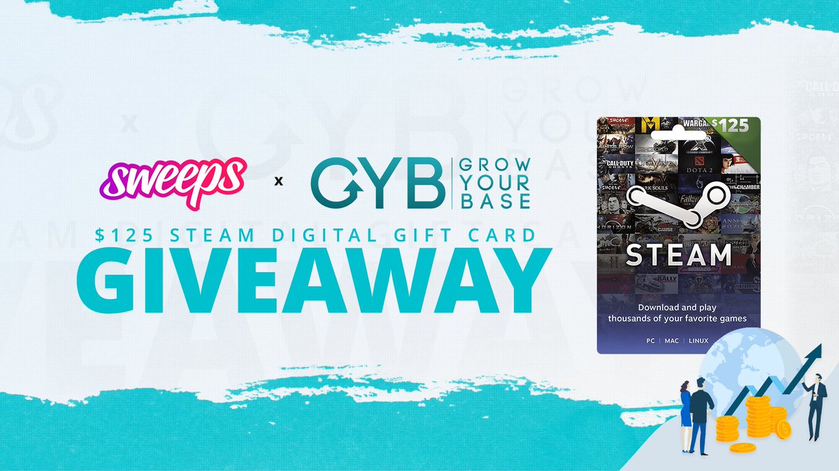 We're excited to announce this $125 Steam Digital Gift Card giveaway!

To enter:
🔗 Click here: sweeps.gift/GYB221

Bonus entries:
💬 Reply to this post
💞 Retweet and like this post
👉 Follow @GrowYourBase_