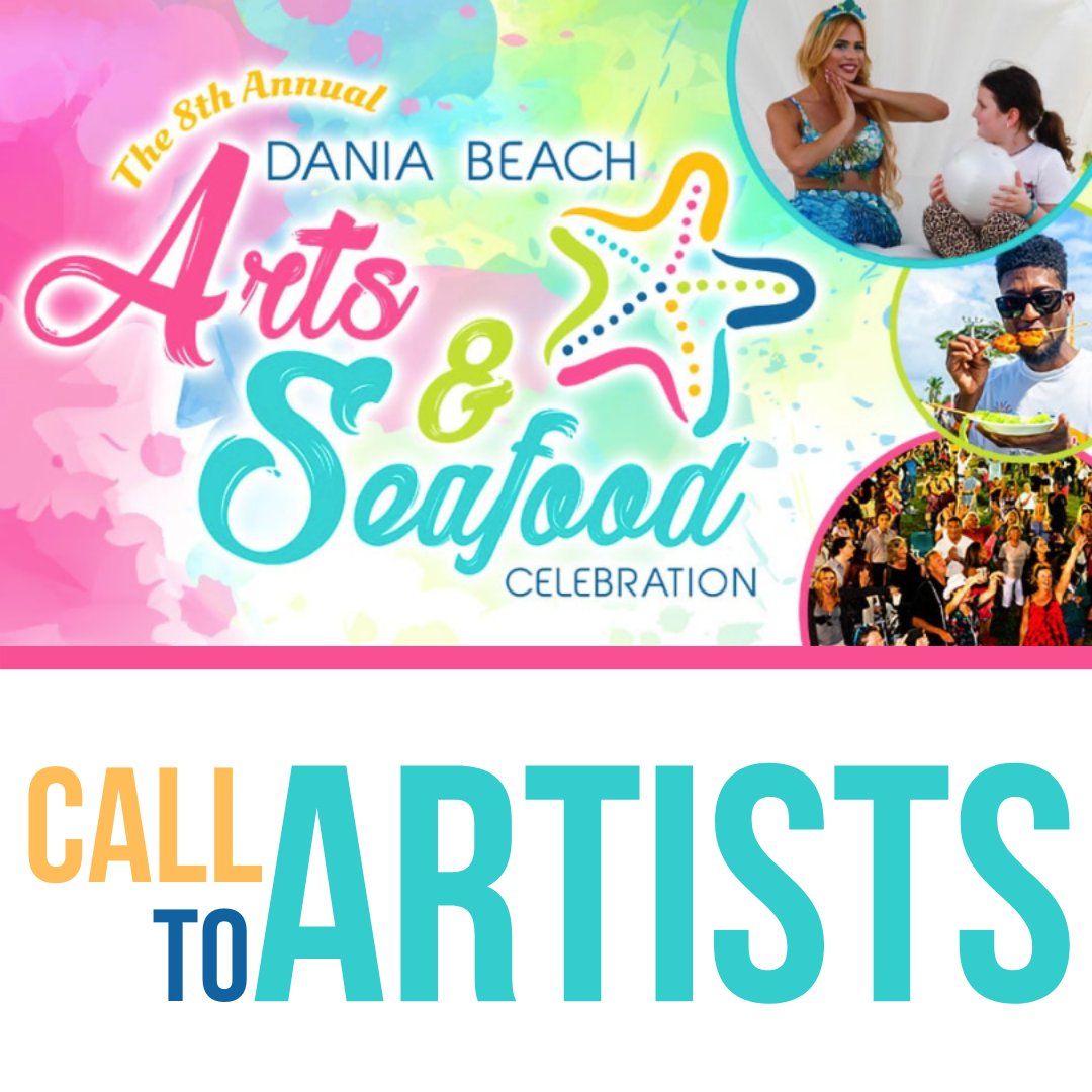 DaniaBeachCRA's tweet photo. The Dania Beach Arts &amp; Seafood Celebration is just 2 months away &amp; it's time for our Annual CALL To Artists to submit an artistic design for this year’s Celebration. 
Submission Deadline is 2/8/20 at 5:30PM.
Get all the details here: https://t.co/I9n43VNepU https://t.co/nEwsRP4UYZ