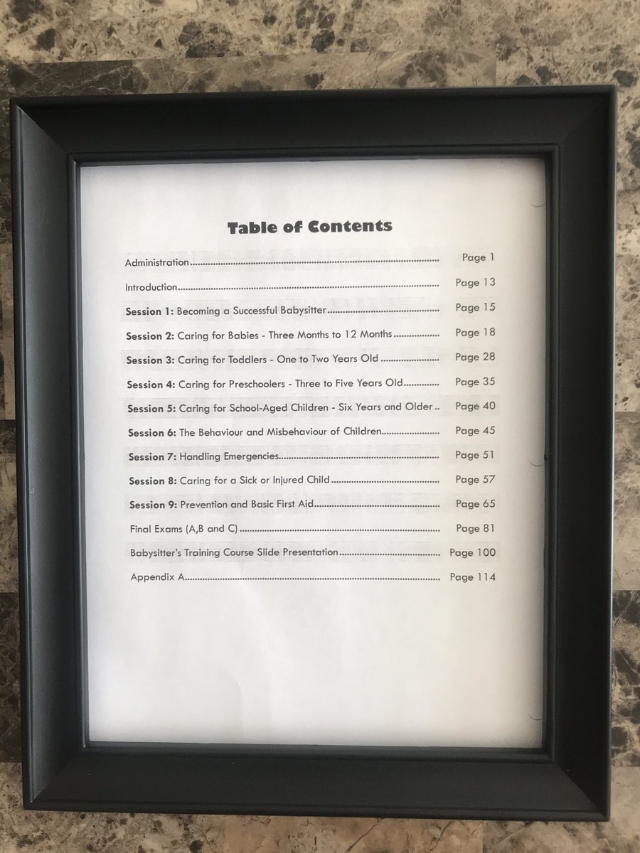 BASICSwithKaren's tweet photo. Canada Safety Council Babysitting Course “Table of Contents” Next course is on Valentines Day-Friday February 14th (PD Day) Register at https://t.co/8m9oKCvjwC #PDDay PADay #Barrhaven #BabysittingCourse https://t.co/m6Sz1gep20