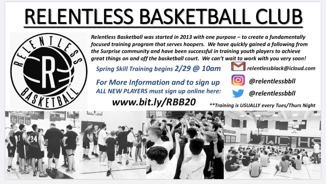 RelentlessBBLL's tweet photo. Relentless Spring Workouts are coming soon... can’t wait to get in the gym with current and future HS hoopers!! #BuildingMode https://t.co/9BGfAQUyKr