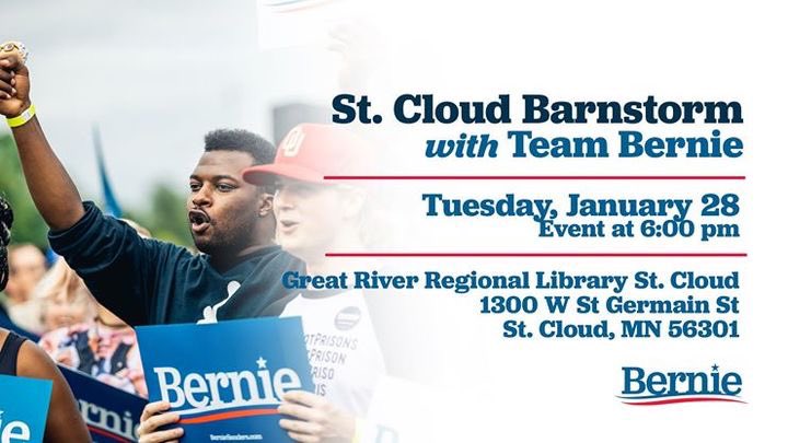 Blackmare00's tweet photo. #BigUs #Minnesota

#StCloud Barnstorm with Team #Bernie2020

🔹Tuesday, January 28
🔹6pm

Great River Regional Library
1300 W St Germain St
St Cloud, MN 56301

#NotMeUs #UseTheBernApp📲 #OrganizeToWin #MinnesotaForBernie #SuperTuesday #VoteForBernie

RSVP: https://t.co/sikoRTaWks https://t.co/a3Jz2lDFVC