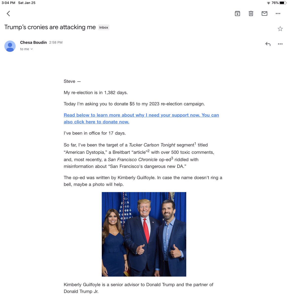 Trump’s cronies are attacking me 

My re-election is in 1,382 days.

Today I'm asking you to donate $5 to my 2023 re-election campaign.

Read below to learn more about why I need your support now.