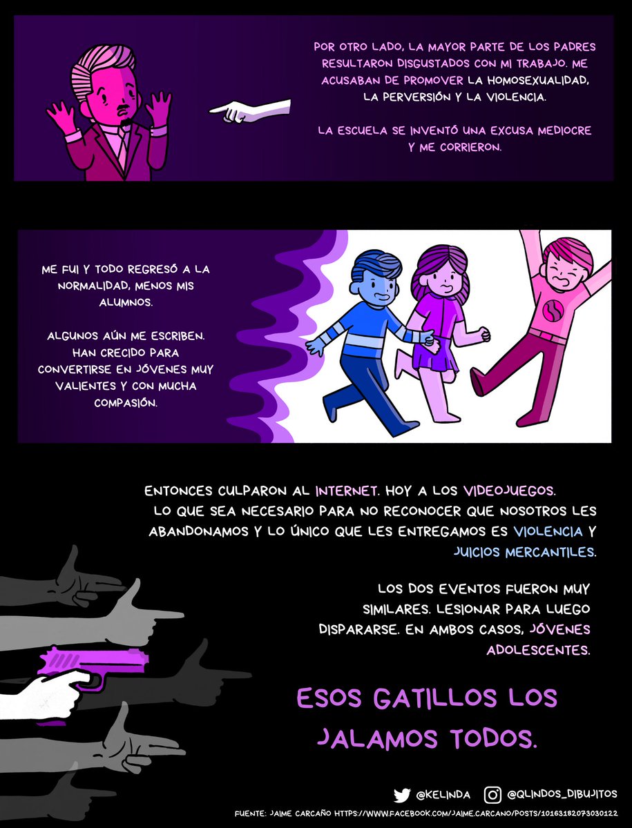 kelyflore's tweet photo. Hice estas ilustraciones para hablar acerca de los tiroteos en escuelas desde la perspectiva de un maestro que contó su experiencia. https://t.co/ain440m9Os