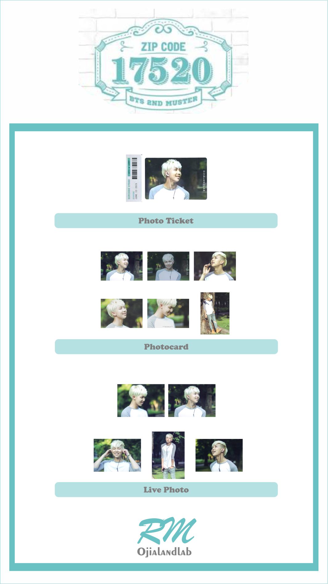 RM ナムジュン コンプ BTS 2ND MUSTER 17520 ミニフォト BTS 2nd Muster ZIP CODE 17520 Official Mini Photo Card - V