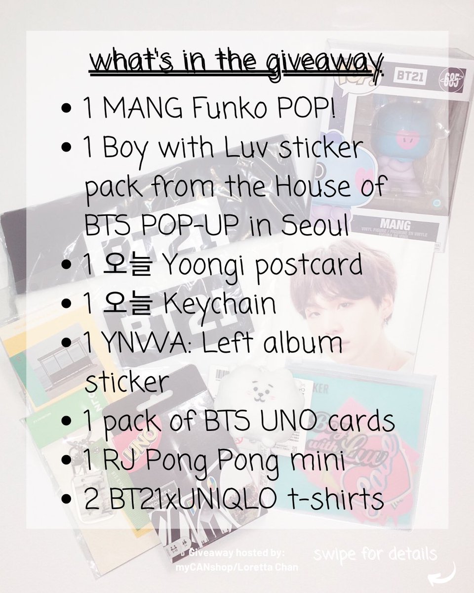 myCANshop's tweet photo. Have you entered my first #BTS giveaway? It’s the last week to enter and 1 lucky #ARMY in 🇨🇦 will win $150 worth of #merch as pictured!
#BTSCANADA2020 #BTSinCanada2020 #BTSTOUR2020 #MOTS7 #7isComing
Please help spread the word! @BTSEdmonton @Calgary_BTS @SaskBTS @BTS_Quebec https://t.co/VRTE6t75kv