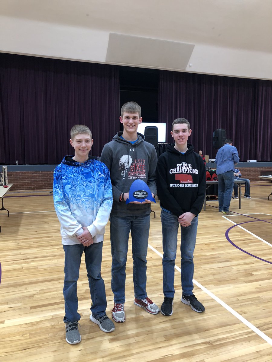 These young men put in lots of hours thanks to some snow days and it paid off with the Innovation Award for the most innovative robot at the Axtell Open tournament! Nice job fellas!