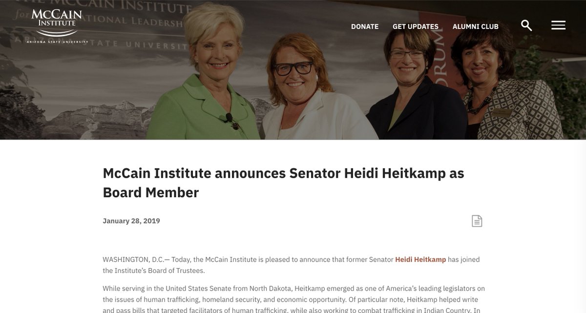 Heidi Heitkamp is a former US Senator in North Dakota. She is a contributor to CNBC and ABC News. She is on board of the McCain Institute. She wrote this column in May 2019 urging Democrats to remain opposed to expanding Medicare to cover all Americans.  https://www.washingtonpost.com/opinions/heidi-heitkamp-democrats-dont-ditch-the-aca-for-medicare-for-all/2019/05/08/b77780cc-71a9-11e9-9f06-5fc2ee80027a_story.html